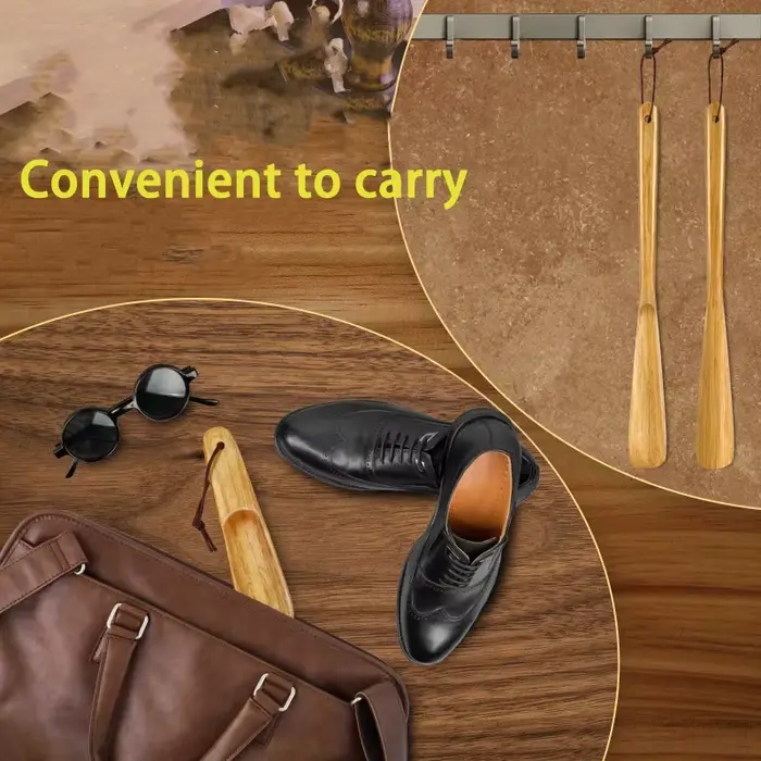 Chausse-pied professionnel en bois, 2 pièces, cuillère à chaussures, manche en bois, longue poignée, lève-chaussures utile, accessoires de chaussures