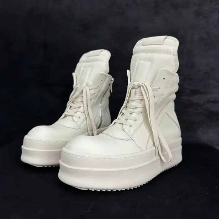 R-o Designer hommes chaussure femmes Sneaker chaussures hautes bottes en cuir noir luxe espadrilles décontractées fermeture éclair 6 cm semelle épaisse bottine