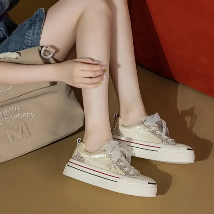 CICIYANG Baskets pour femmes, Nouvelle collection Printemps 2026, en cuir croûte, à semelle épaisse,