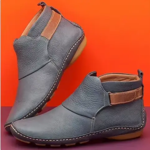 Bottes de neige courtes vintage pour femmes, chaussures plates de printemps, bottes de danse, rinçag