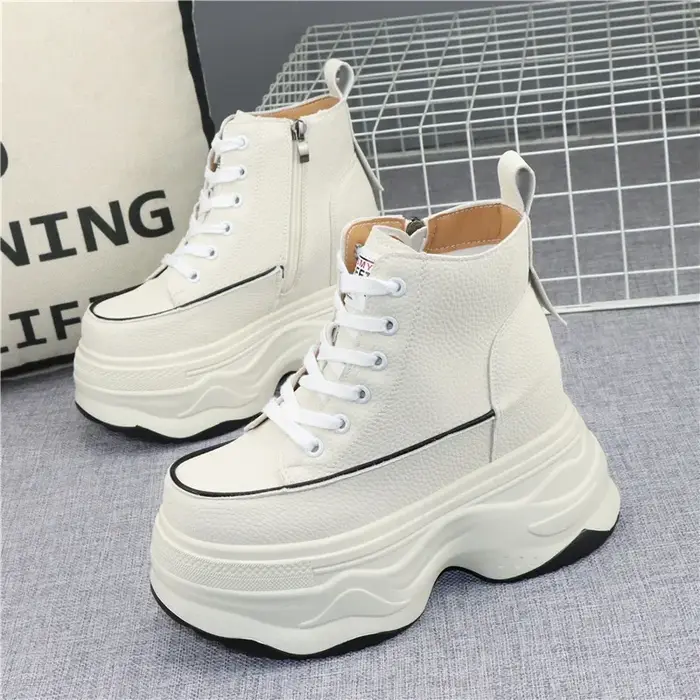 Chaussures à Semelle Compensée en Cuir pour Femme