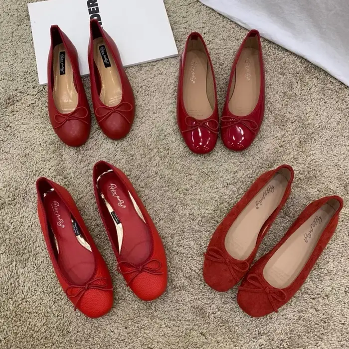 Zapatos MujerRetro Ultra-doux femmes chaussures printemps arc rouge semelle plate