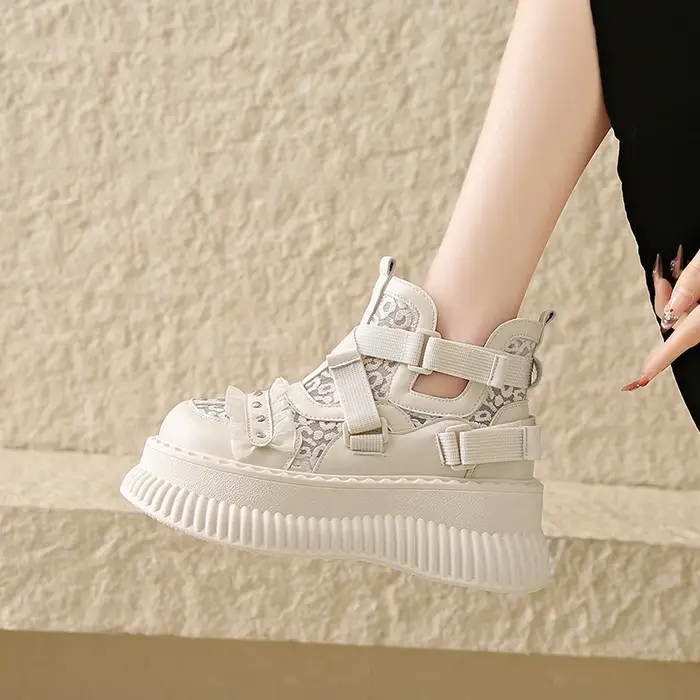 Baskets en dentelle à fond épais pour femmes