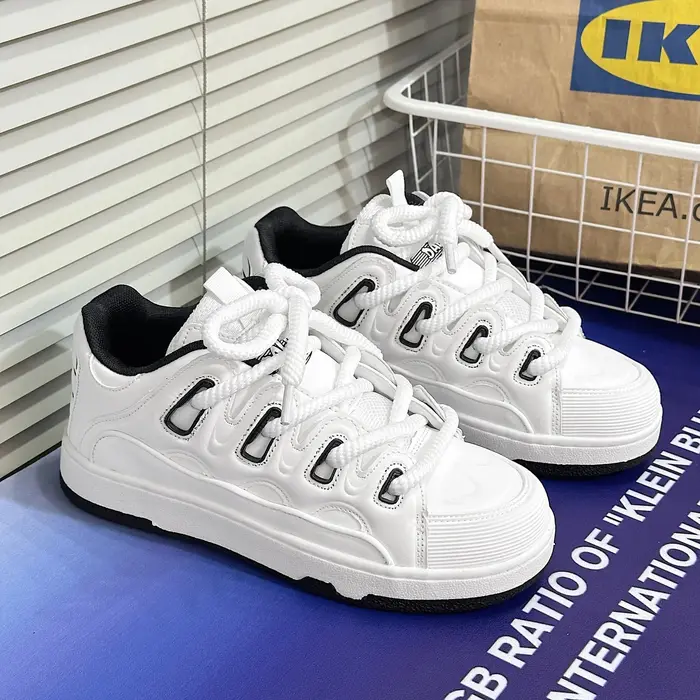 Chaussures de Skateboard à semelles épaisses et bout rond pour Couple, avec maille respirante, confo