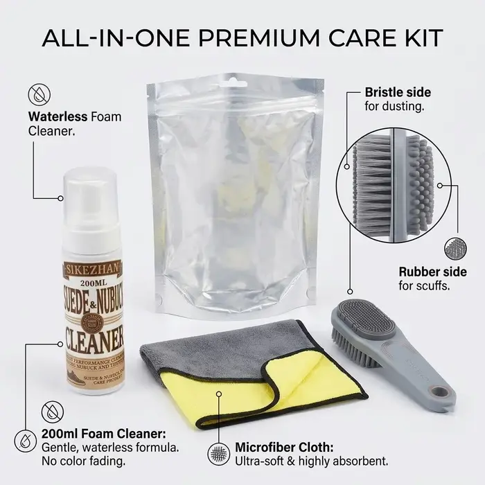 Kit de Nettoyage Premium pour Cuir et Nubuck – Mousse Nettoyante Sans Eau