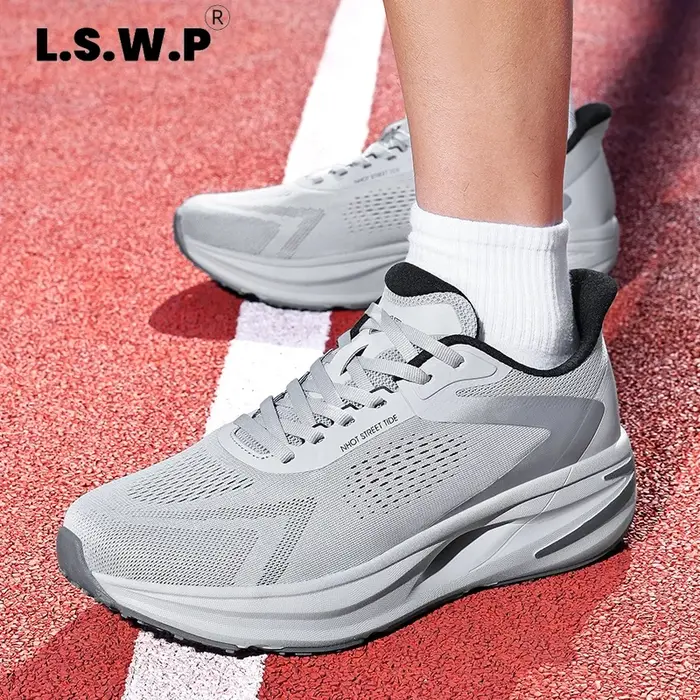 Chaussures de course sur route pour hommes - Respirantes, confortables, chaussures de course pour hommes, chaussures stables toutes saisons, chaussures de sport automne-hiver, tige en tissu à profil b
