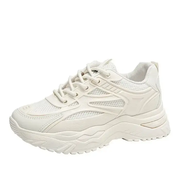 Baskets épaisses en cuir blanc pour femmes, chaussures de sport, optique, tennis, chaussures canisée