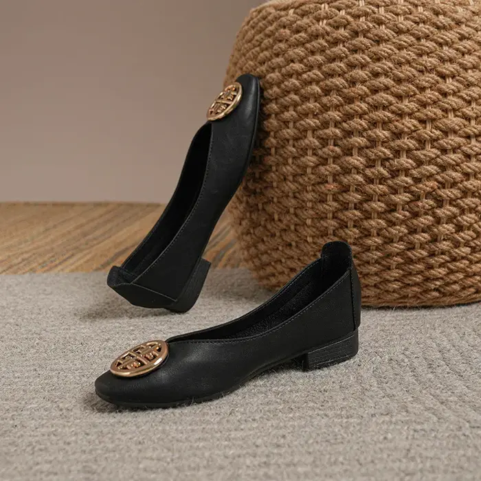 Nouvelles chaussures bateau pour femmes escarpins à talons bas en cuir véritable chaussures à talons