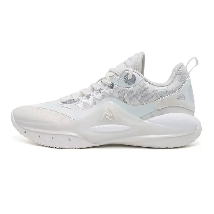 Chaussures de basket-ball RIGORER Austin Reaves AR2 'Ghost' – Baskets antidérapantes à rebond élevé avec électro-bordures blanches et argentées