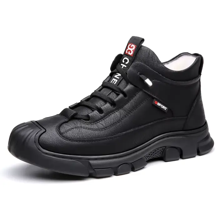 Bottes en cuir Pu hommes printemps chaussures hautes décontractées pour hommes tendance fermeture éc